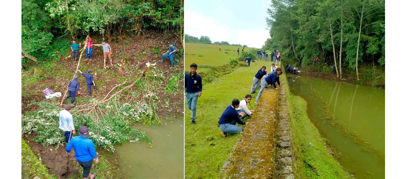 विद्यार्थीसँग हातेमालाे गर्दै प्राकृतिक सम्पदा संरक्षणमा जुटे वडाध्यक्ष बस्नेत